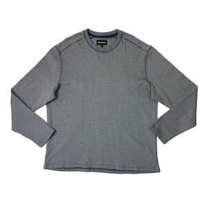 Bonobos Sweater Men L Large Black White Micro Striped Cotton Crew Neck Pullover